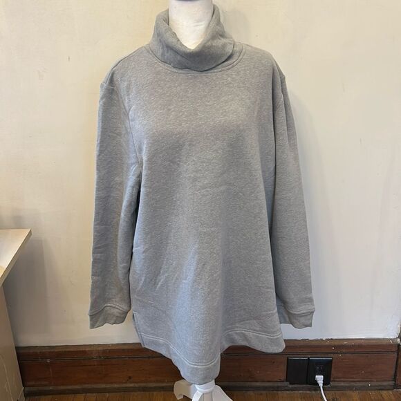 Karen Scott smoke gray turtleneck long sleeve fleece sweatshirt Size XXL New - Picture 1 of 11